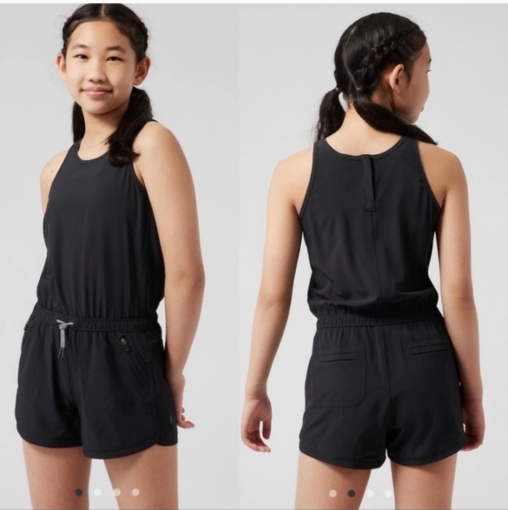 Athleta Girl On the Go Romper Size XL 14 Black